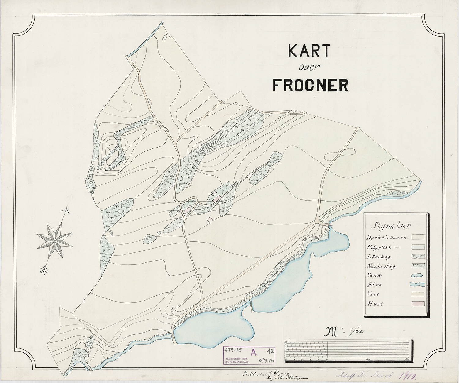 Kart over Frogner fra 1909.